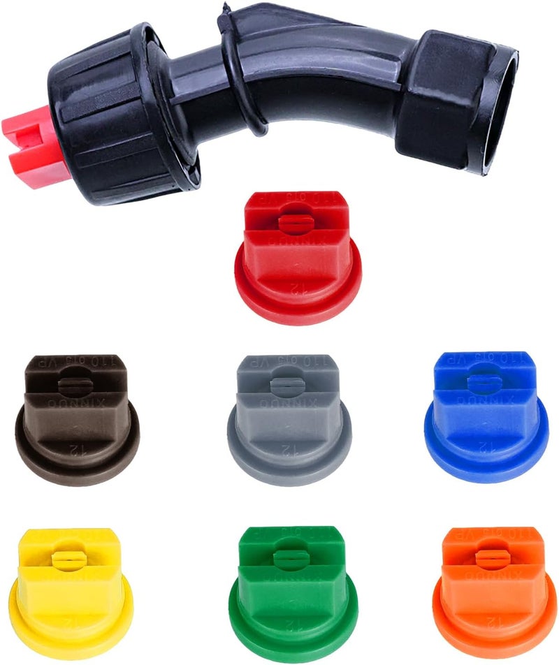 FOJOO 110°Flat Fan Spray Nozzles, 7PCS 0.1–0.6mm Sprayer Nozzle Tips, for the Replacement Boom Pump Sprayer Knapsack, Garden & Agricultural Tank Spraying Equipment-Check Thread Size Before Purchase - Image 1